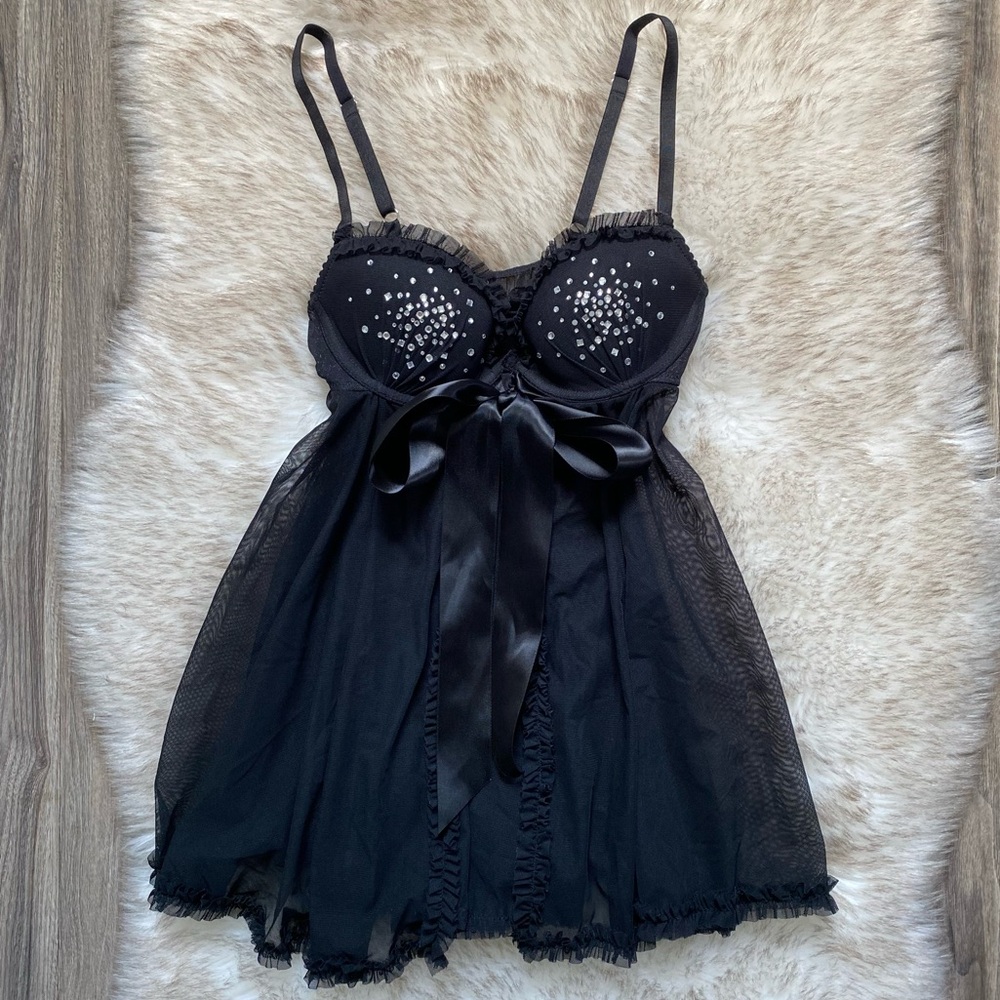 Victorias Secret 2010 Sexy Little things Mesh Lace Bling Bra Teddy Cami Lingerie